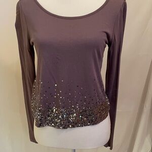 Chic Long Sleeve Top with Sequin Detail